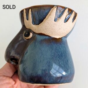 Studio Pottery MOOSE Egg Separator Tea Light Holder RAD DESIGNS Birchstone